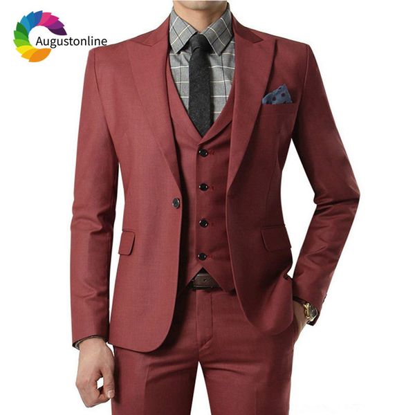 

men's suits & blazers burgundy men suit (blazer+pants+vest) 3 pieces slim fit wedding business wear formal elegant costume mariage, White;black
