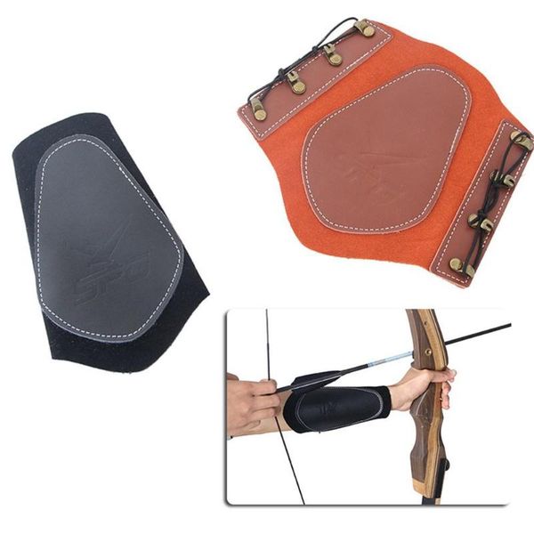 

elbow & knee pads hobbylane bow arrow arm guard hunting traditional composite leather protector, Black;gray