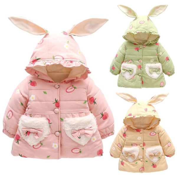 

down coat toddler baby cotton-padded clothes girls snowsuit winter heart shaped pocket hooded thicken warm outerwear hoodies jacket, Blue;gray