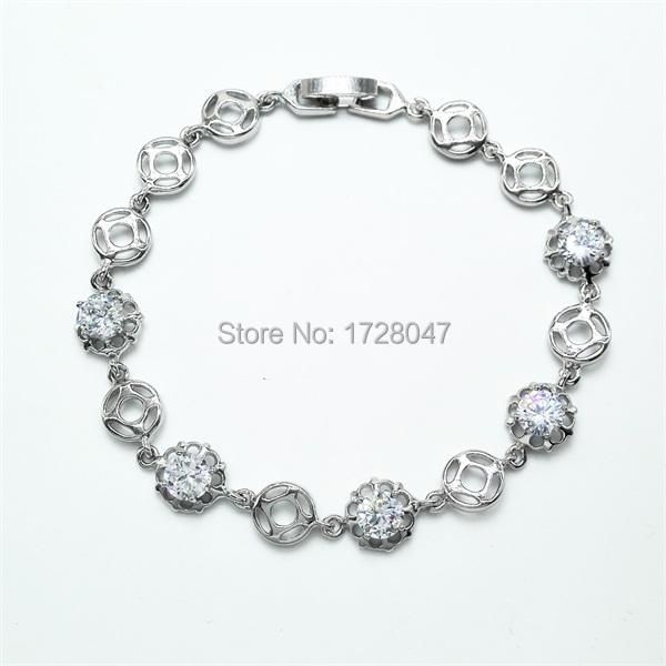 

stylish white color zircon fashion jewelry heart & rhodium plated filled bracelet bangle link, chain, Black