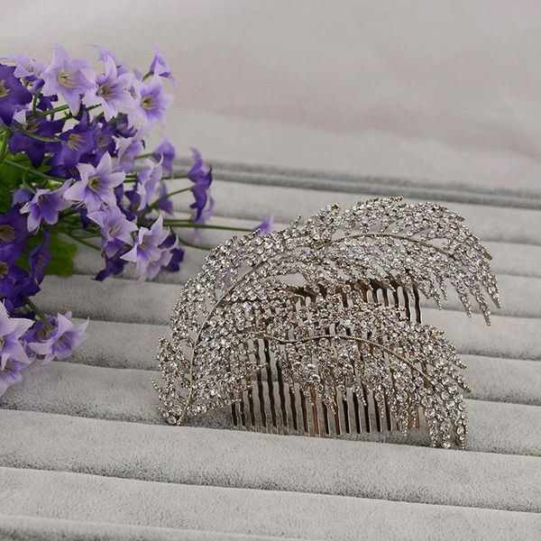 

hair clips & barrettes handmade wedding bridal accessories crystal flowers pearl comb/pin for women girl, Golden;silver