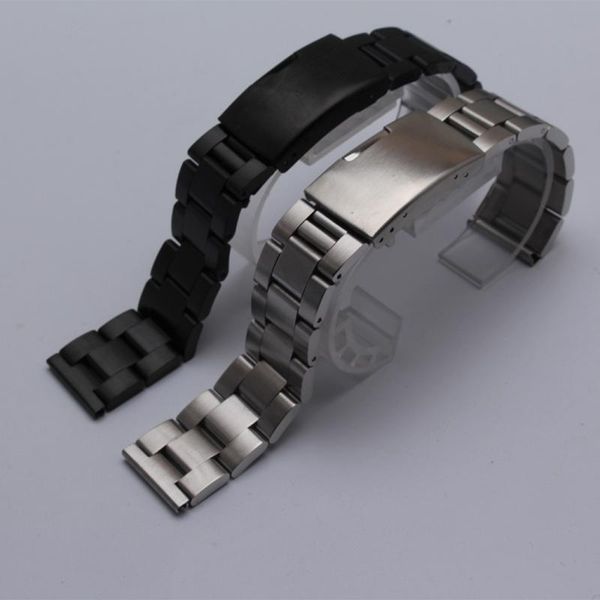 

watch bands silver black stainless steel watchbands strap 20mm 22mm wrist watches bracelet accessories matte folding buckle clasp deployment, Black;brown