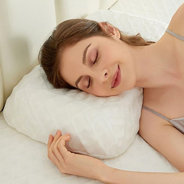 

pillow natural latex prevent neck stiffness peanut shape good rebound non-defrmation with skin-friendly breathable pillowcase