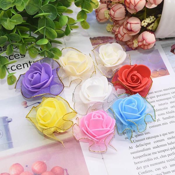 Dekorative Blumenkränze, 10 Stück/20 Stück/50 Stück, glitzernde Fransen, künstliche Blumen, Schaumstoff-Spitze, Rose, Hochzeitsdekoration, DIY-Handwerk, Kranz, Geschenkzubehör