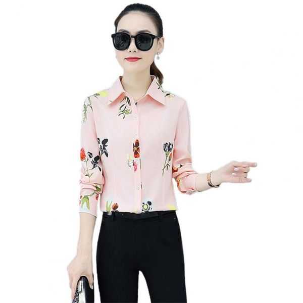 

women's blouses & shirts fashion office multicolor basis daily butterfly floral flower print shirt long sleeve woman girl clothing whol, White