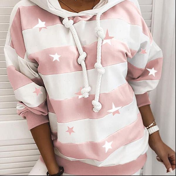 

autumn striped hooded drawstring hoodies women dropped shoulder long sleeve female hoodie streetwear casual ladies, Black