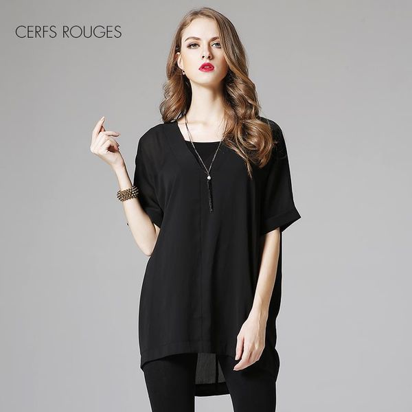 

women's blouses & shirts 2021 summer black chiffon v-neck for women female clothing short sleeves breathable, White
