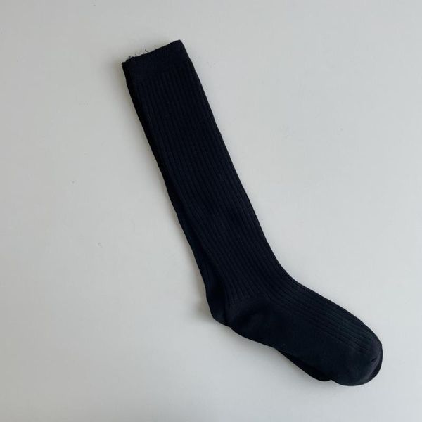 

men's socks 1 pair ladies calf trendy fashion knee pure color cotton autumn all-match stockings, Black