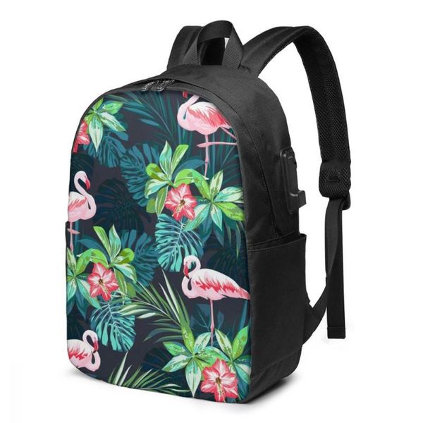 

backpack teenage for school boy girl tropical flamingos bag usb charging bookbag