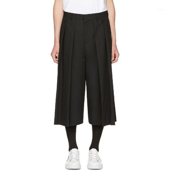 

men's clothing gd hair stylist catwalk fashion street loose fold casual wide leg pants plus size singer costumes, Black