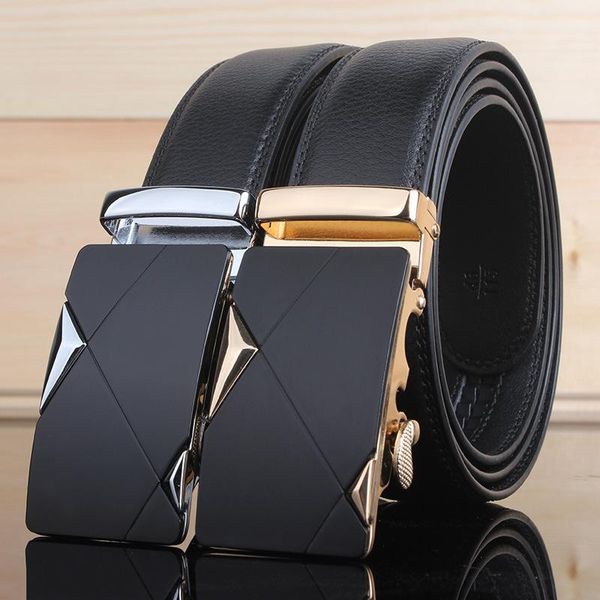

designer leather strap male belt automatic buckle belts for men girdle wide waistband ceinture cinto masculino, Black;brown