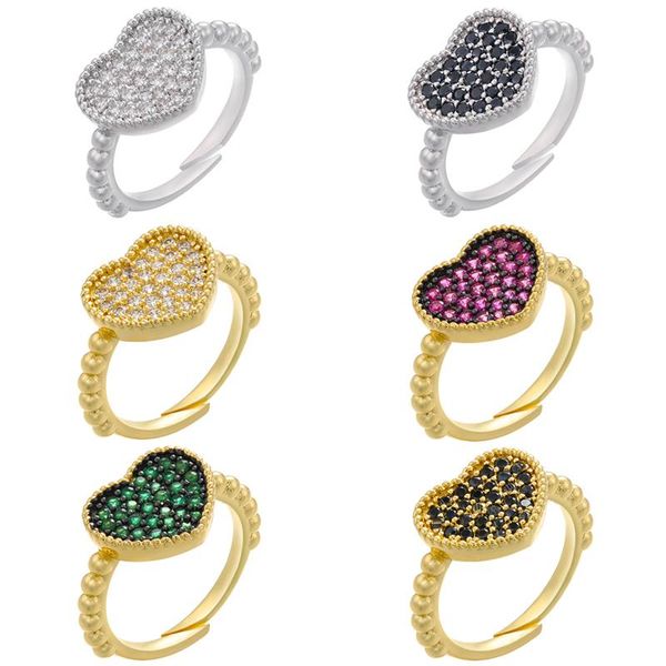 

gold/silver color black heart women rings creative crystal open for couple/friends birthday gifts vj56 cluster, Golden;silver