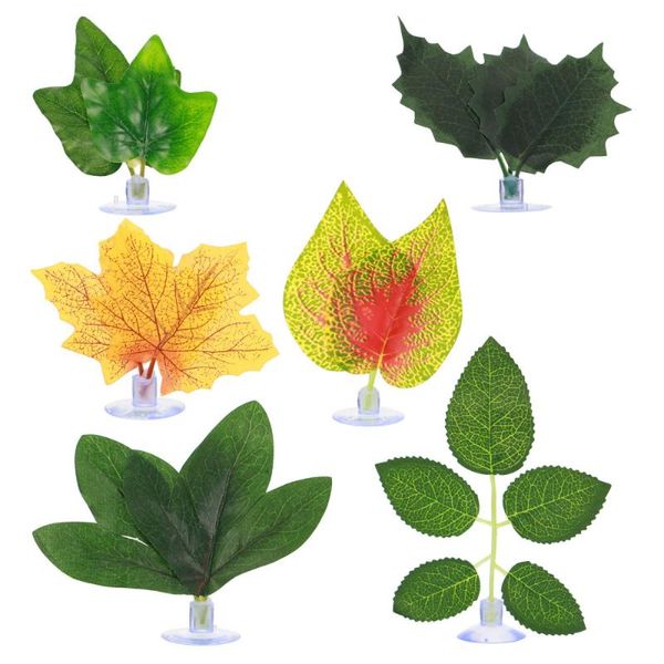 

6pcs fish tank simulation leaf with suction cup aquarium landscape ornaments decorations