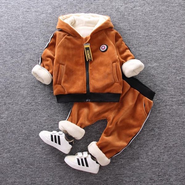 

boys warm clothing sets winter children fashion thick velvet hoodies pants 2pcs tracksuits for baby boy kids cotton jogging suit, White