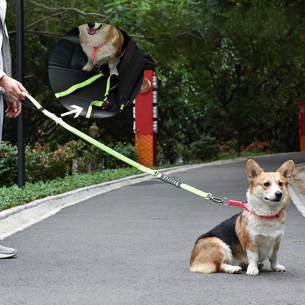 NEUE 2-in-1-Kong-Hunde-Nylonleine und Auto-Sicherheitsgurt-Laufleinen für kleine, mittlere, große und große Hundeleinen, Seilzubehör 211006