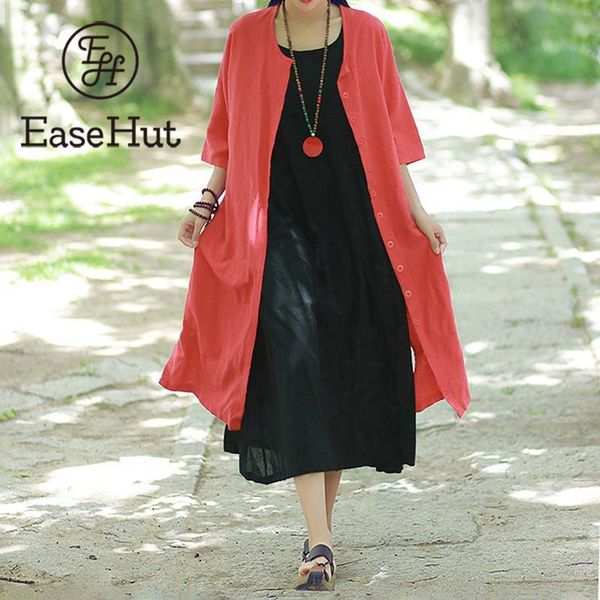 

casual dresses 2021 linen midi dress women's summer sundress fashion solid button shirt vestidos elegant female o neck pleated party ro, Black;gray