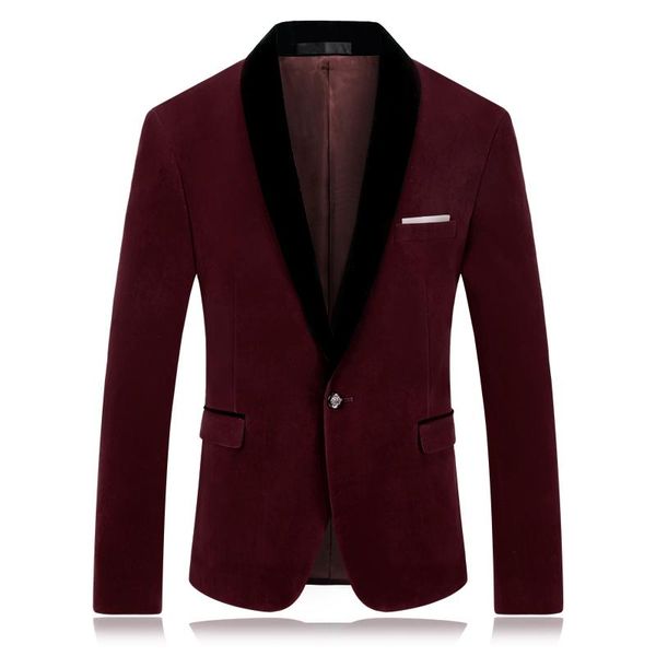 

men's autumn winter velvet wine red fashion leisure suit jacket wedding groom singer slim fit blazer hombre masculino suits & blazers, White;black