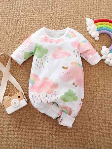 

yierying baby cartoon print jumpsuit she, Blue