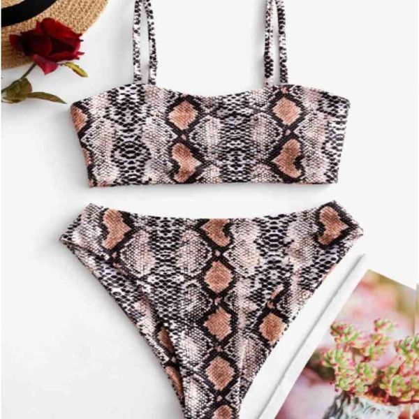 

factoryycen leopard fashion 2021 snake skin new bikini swimsuit, White;black