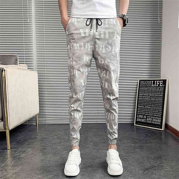 

summer thin harem pants men fashion korean slim fit casual letter streetwear all match joggers trousers 36-28 210715, Black