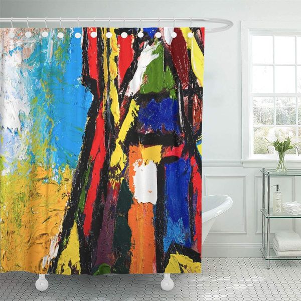 

shower curtain black contemporary abstract modern painting fragment palette knife oil shower curtains sets with hooks 72 x 78