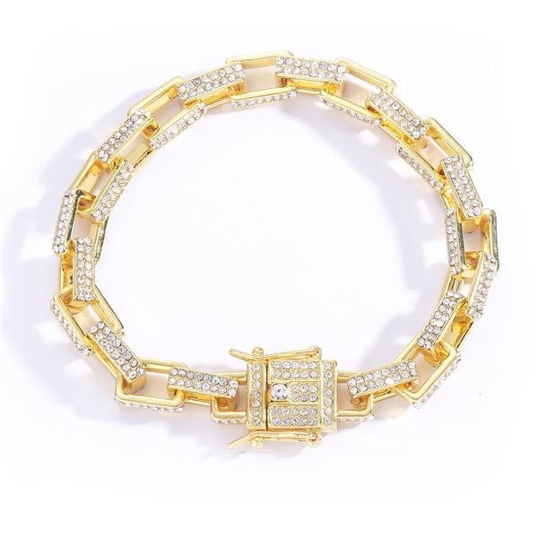 

hip hop 8mm iced out square box chain personalized men's diamond mens bracelets, Black