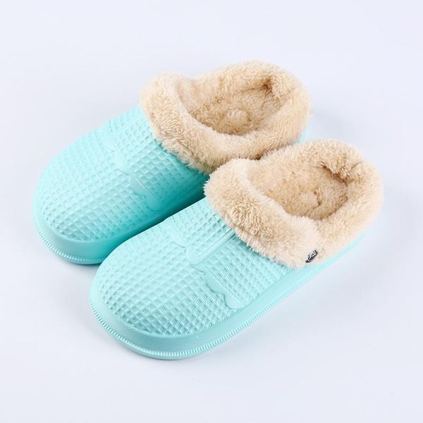 

slipper kids winter shoes girls boys indoor slippers waterproof pvc upper tpr eva anti-slippery removable good fur socks for teens child, Black;grey