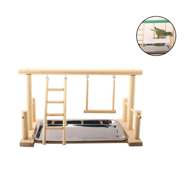 

wood pet bird frame station play stand parrots playground gym training with tray supplies cages