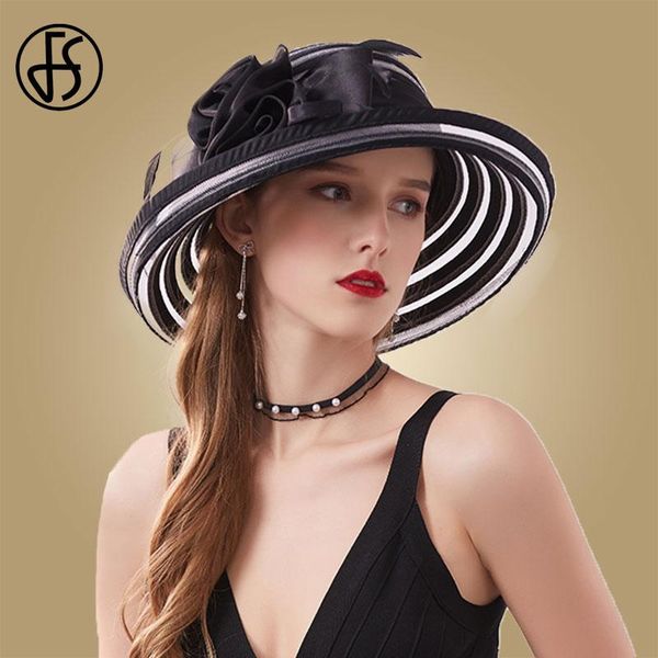 

stingy brim hats fs black wide fedoras caps summer women hat 2021 big flower white elegant sun foldable, Blue;gray