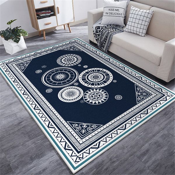 

blue white ethnic style carpet big geometric disc center rug for sitting room kitchen mat bedroom decor floor rugs