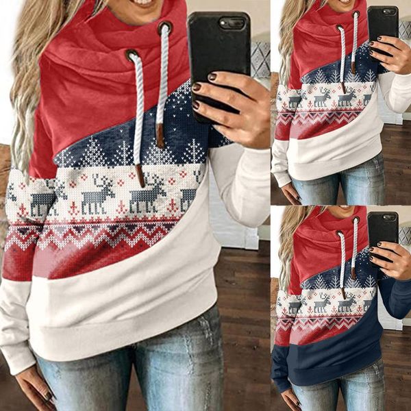 

women's hoodies & sweatshirts women christmas print hooded long sleeves sweatshirt casual pullover simple vintage travel, Black