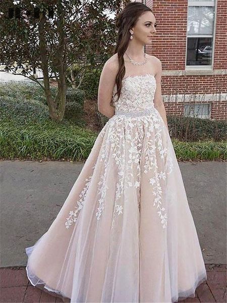 

party dresses elegant a-line evening with lace appliques beaded tulle prom formal gowns, White;black