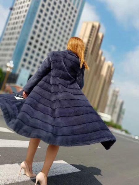 

women's fur & faux 2021 outerwear coats velvet winter high-end imported mink long section whole female, Black