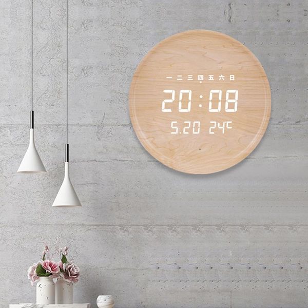 

wall clocks 3d led digital wooden clock modern design temperature display fashion simple korean saat home decoration