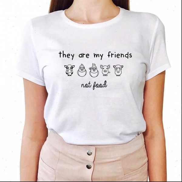 

cute kawaii there are my womens t shirt friends not food vegetarian tshirts short sleeve female harajuku vegan, White