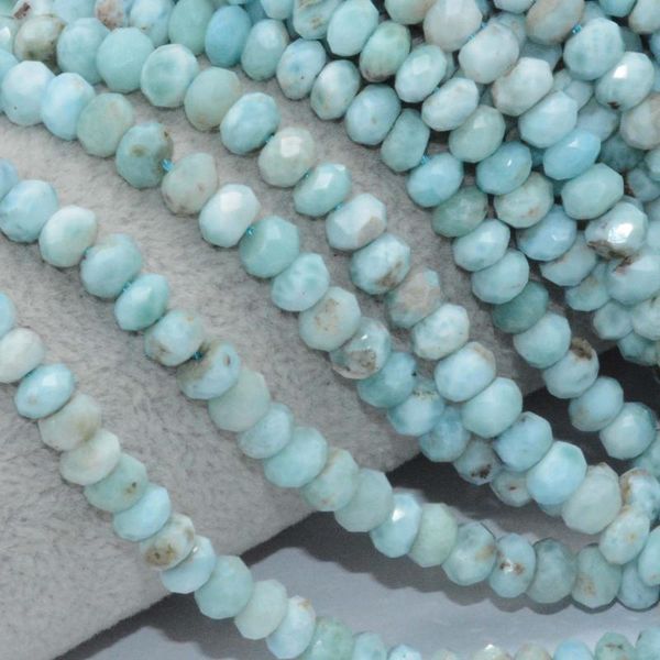 

other natural simple quality larimar irregular faceted rondelle beads 4x6mm