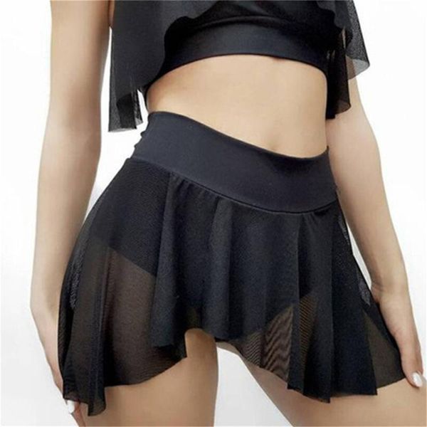 

women's shorts see through skirt women summer streetwear female elegant dancewear aesthetic pink short chiffon skirts ruffle, White;black