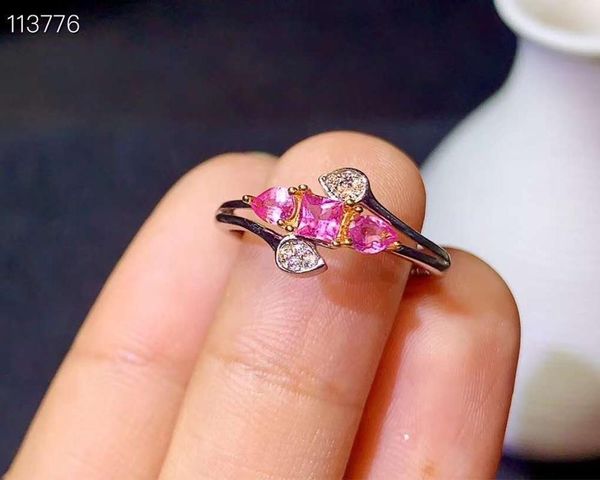 

cluster rings natural sri lanka ceylon pink sapphire ring fine jewelry 1pc, Golden;silver