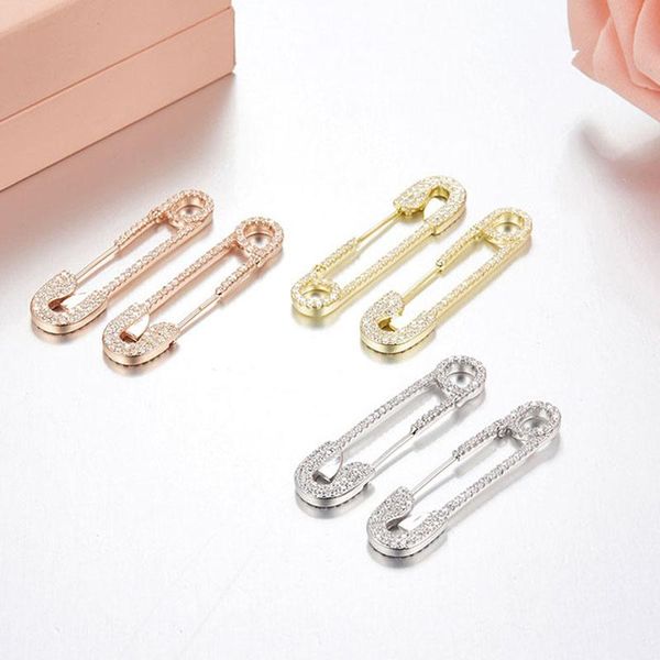 

dangle & chandelier 2021 925 sterling silver paper clips safety pin design earrings micro cubic zirconia women jew