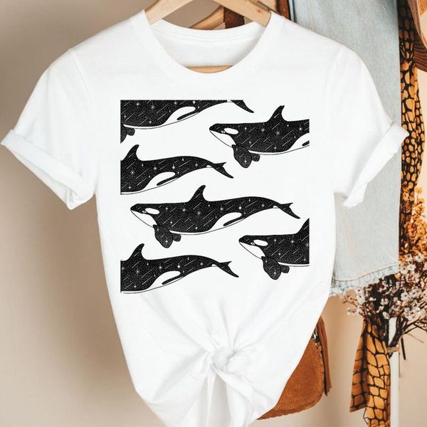 

women's t-shirt women clothes animal beach cute casual trend 90s cartoon summer short sleeve print fashion tshirt female tee graphic, White