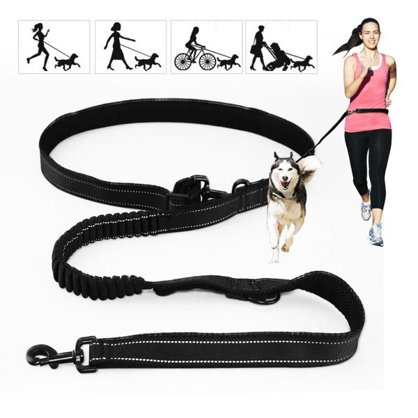 

dog collars & leashes multi-function hand holding rope 2 m reflective explosion-proof punching buffer double traction adjustable length