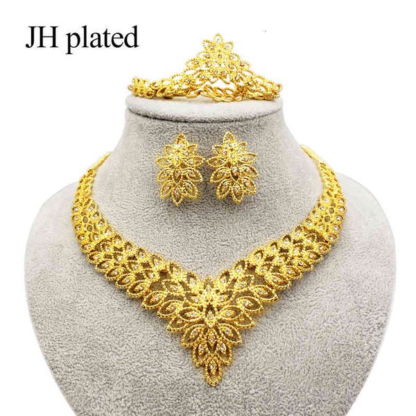 

jewelry sets exquisite luxury dubai gold color necklace earrings india nigeria african big accessories gifts for women set, Black