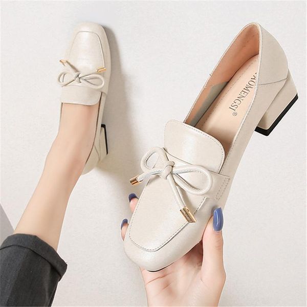 

dress shoes 2021 summer women mules plus size 33-43 female pu leather soft comfortable bowtie elegant black beige low heels