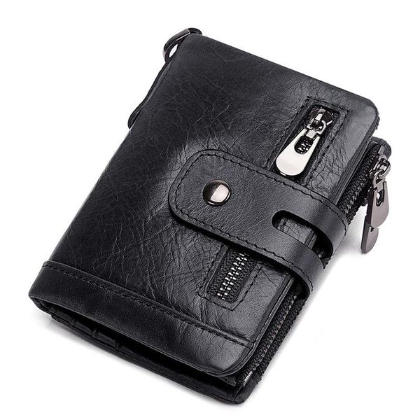 

wallets men multi-functional male high 2021 chain hasp wallet genuine coin purse short leather money bag mini rfid quality zipper, Red;black