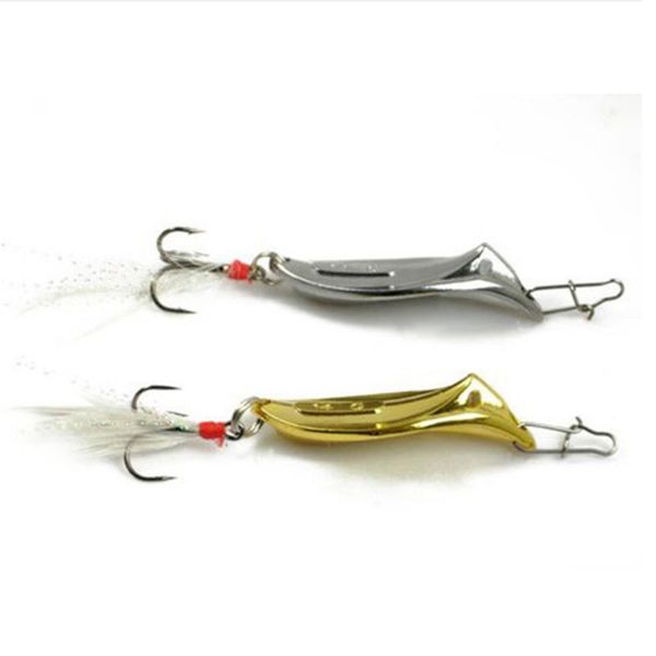 

5.5cm/15g metal fishing spoon lures hard bait fresh water sequin noise paillette with feather hooks