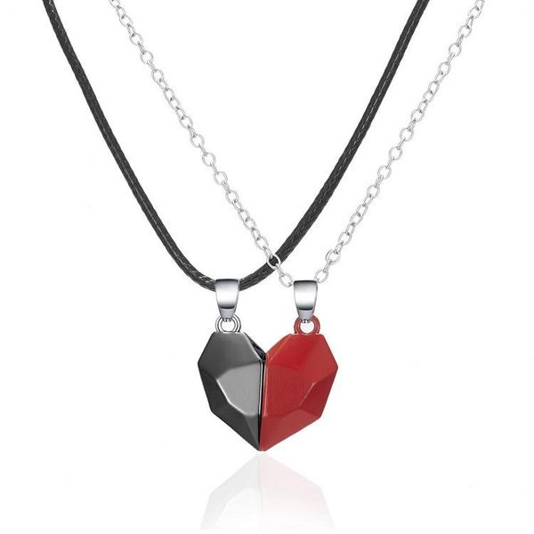Os colares pendentes desejam pedras simples desejando homens e mulheres multifacetadas em jóias de colar de casal magnético em forma de coração