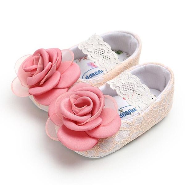 

first walkers big flower baby shoes lace princess girls for infant toddler soft sole non slip born