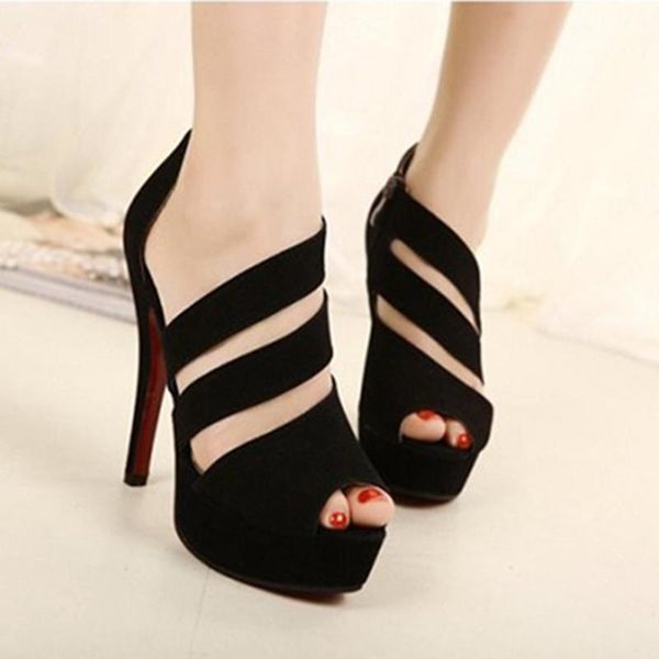 

women summer sandals feminina fashion gladiator high heels peep toe shoes casual female waterproof platform, Black