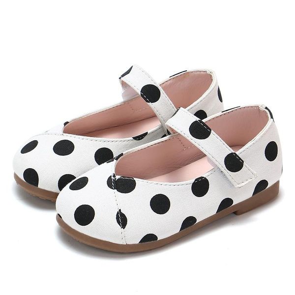 

flat shoes spring autumn little girl kids small girls princess polka-dot soft sole chaussure fille 1 2 3-7years old, Black;grey