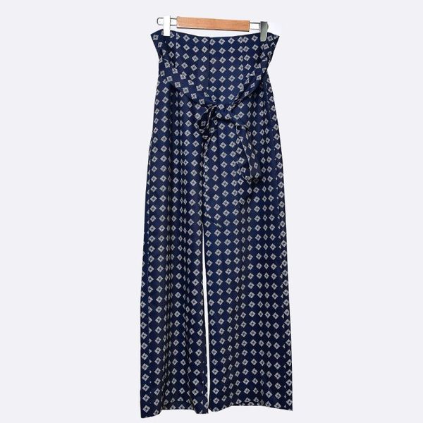 

women's pants & capris geometric printed women lace-up stitching casual wide-leg fashion wild female trousers, Black;white
